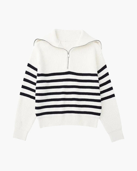 Harbor Stripe Half Zip Sweater