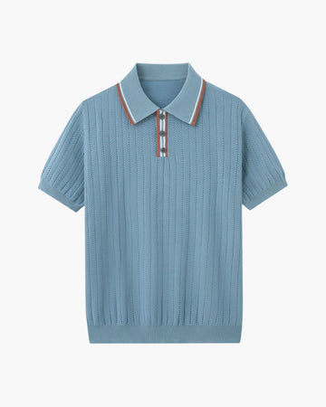 Ribbed Knit Polo Shirt