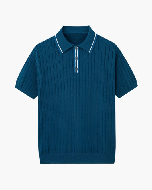 Ribbed Knit Polo Shirt