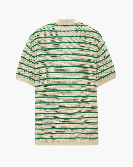Striped Knit Polo Shirt
